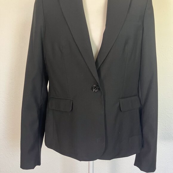 MNG Mango Black Fitted Suit Blazer Jacket Size 42 - Picture 4 of 9